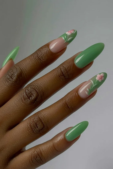 1 Long almond green tips pink flower dark skin_bp