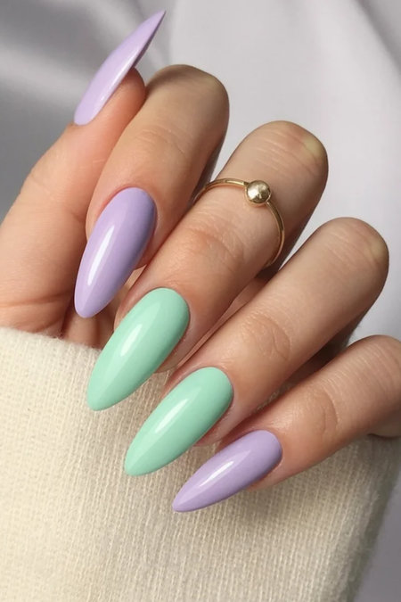 11 Long stiletto glossy pastel lavender mint_bp