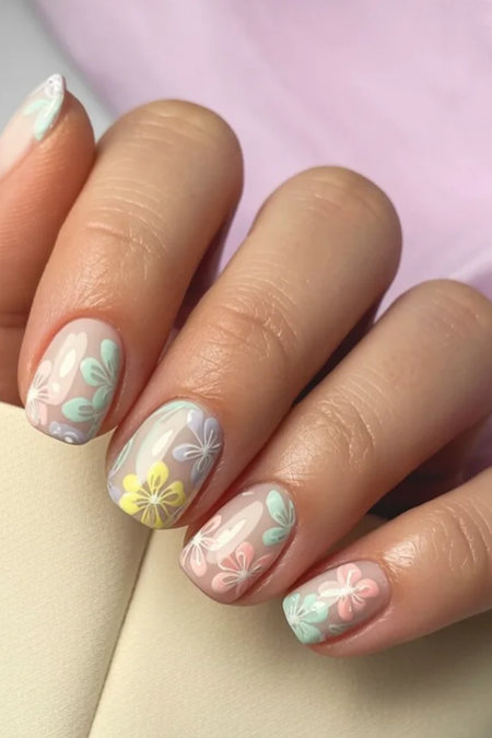 15 Squoval white nails with pastel flowers_bp