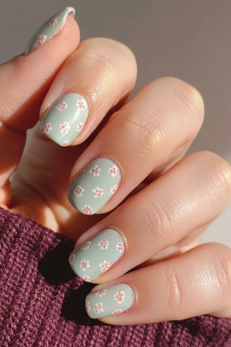 16 mint green ditsy floral nails_bp