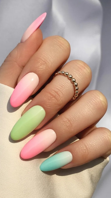 18 Long almond ombre pastel pink mint multicolor_bp