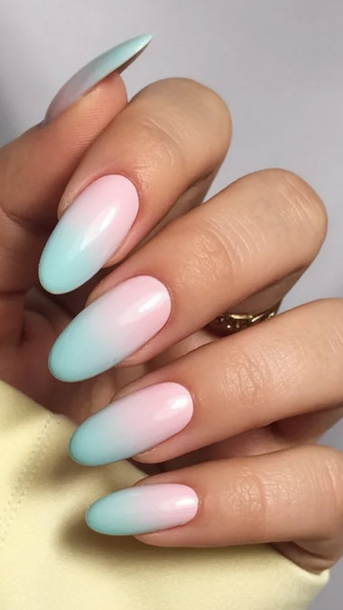 2 Long almond pink mint ombre gradient_bp