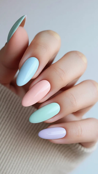 20 Long almond solid glossy pastel multicolor_bp