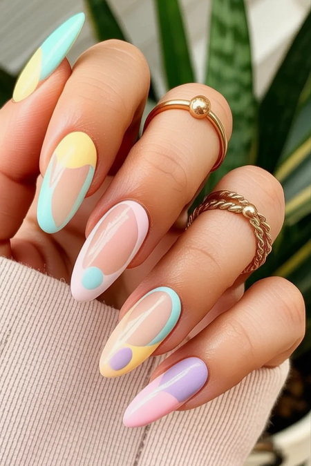 27 Long almond pastel abstract swirl dots multicolor_bp