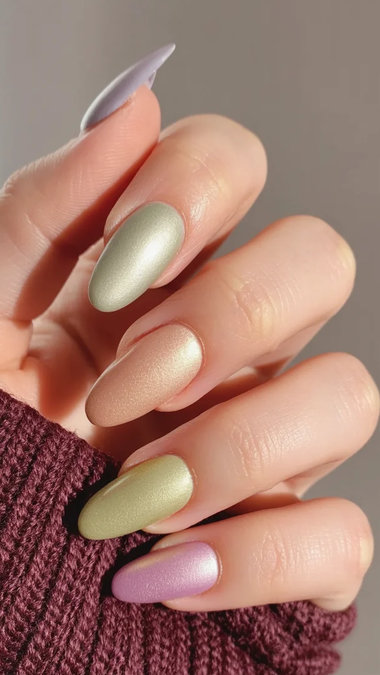 3 Long almond pastel shimmer mint peach lavender_bp