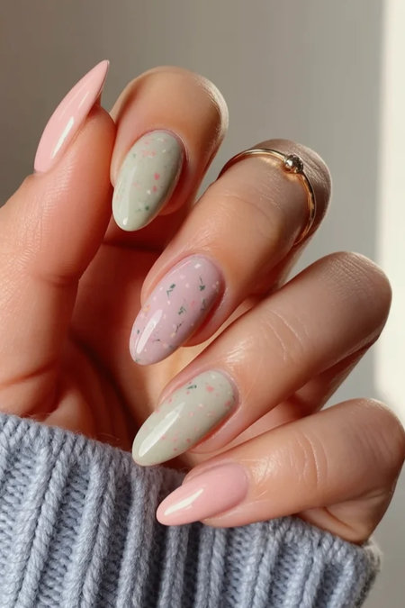 31 Long almond pastel speckled floral pink mint yellow_bp