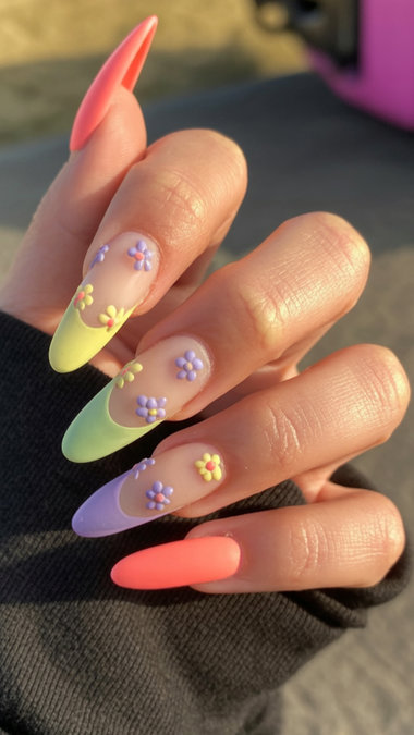 31 pastel french nails with tiny florals_bp