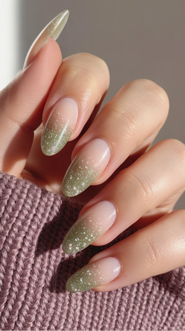33 green ombre tips with white dots_bp