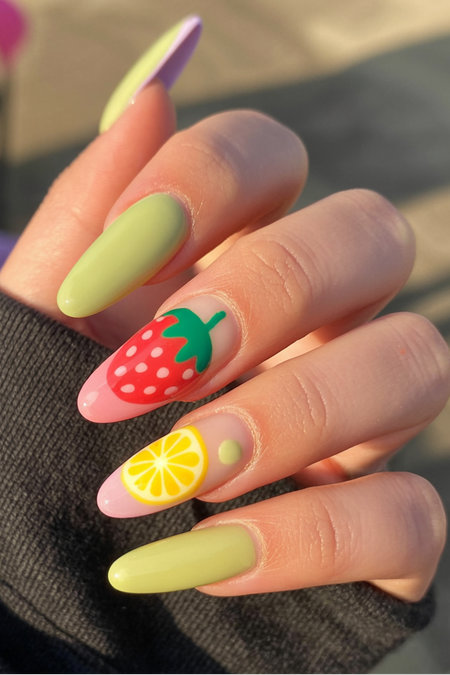 37 fun fruity nails with straberry and lemon designs_bp