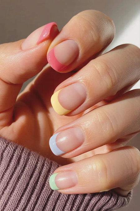 5 Square pastel rainbow french tips_bp