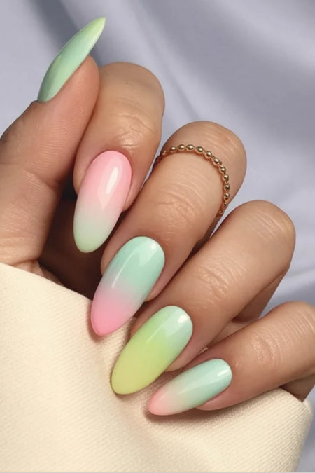 8 Long almond pastel ombre gradient pink mint yellow_bp