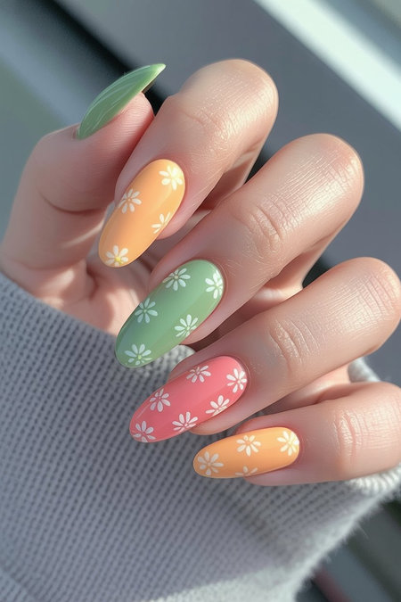 10 Almond pastel rainbow daisy pattern_ECH