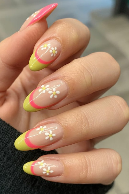 16 Almond yellow pink French abstract daisy_ECH