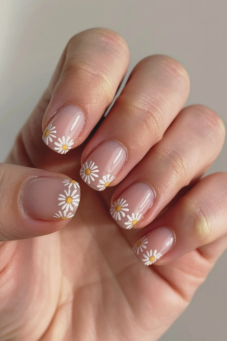 19 Short nude white daisy tips_ECH