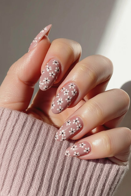 7 Almond nude pink white daisy floral_ECH