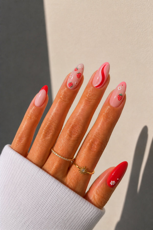22 pink and red strawberry nails_bp