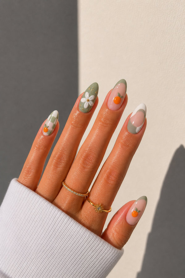 25 sage green and white with oranges and floral accent_bp