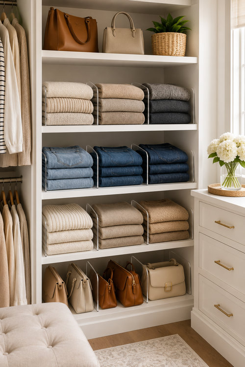 5 Use shelf dividers for folded clothes_bp