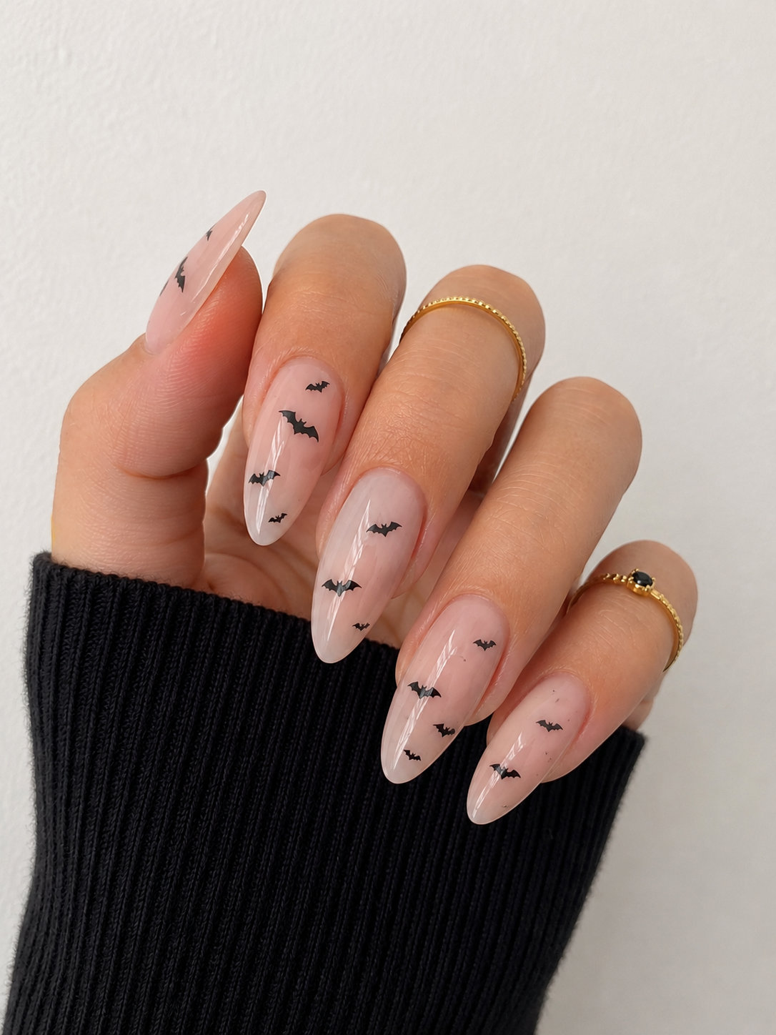 1 Tiny Black Bats on Nude Nails_bp